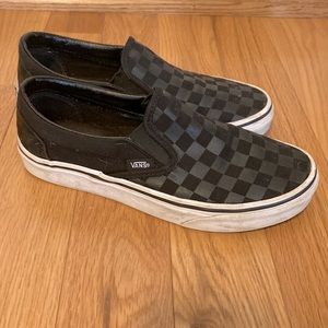 Black on black checkered Vans